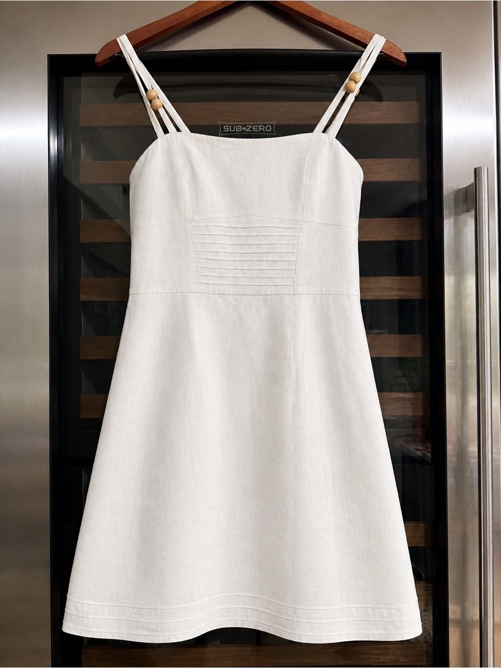 Sam Edelman Linen Dress Medium Cream Strappy Summer Mini Dress Boho Chic
